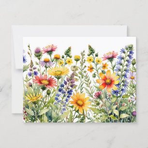 Carte Postale Joli tableau couleur fleur sauvage aquarelle
