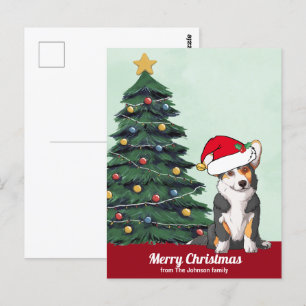 Carte Postale Joli Tricolor Corgi de Noël avec Queue personnalis