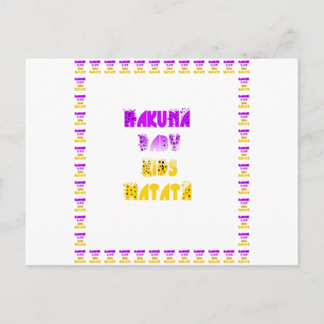 Carte Postale Joli violet et jaune Hakuna Matata bébé enfants G (Devant)
