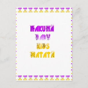Carte Postale Joli violet et jaune Hakuna Matata bébé enfants G