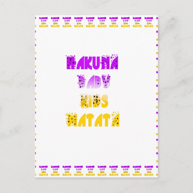 Carte Postale Joli violet et jaune Hakuna Matata bébé enfants G (Devant)
