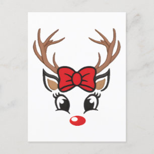 Carte Postale Joli visage de rennes de Noël