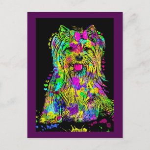 Carte Postale Joli Yorkshire coloré Terrier Yorkie Chien