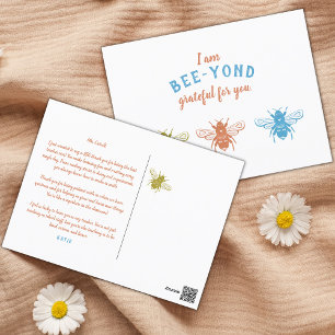 Carte Postale Jolie abeille à rayures Merci Appréciation