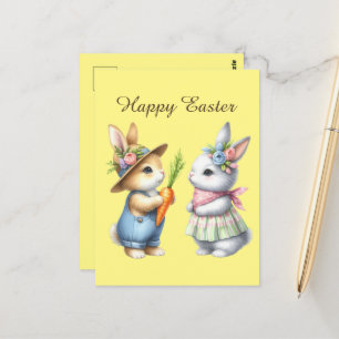 Carte Postale Jolie aquarelle de lapin de Pâques