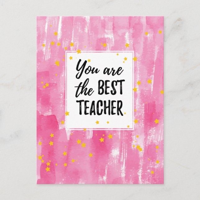 Carte Postale Jolie aquarelle rose Meilleur professeur apprécié (Devant)