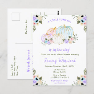 Carte Postale Jolie Baby Shower aux Citrouilles Pastel