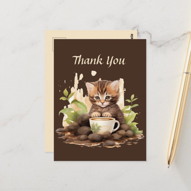 Carte Postale Jolie boutique de café merci ou fournisseurs  (Devant/Arrière en situation)