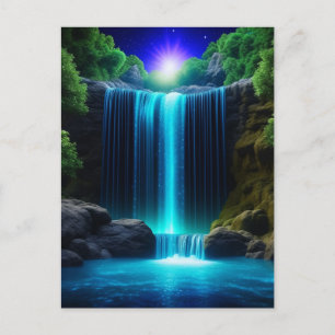 Carte Postale Jolie cascade à la nuit Mystique
