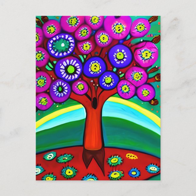 Carte Postale Jolie couleur Whimsical Folk Art Garder le contact (Devant)