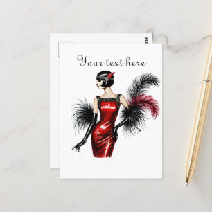 Carte Postale Jolie dame ajouter du texte 