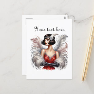 Carte Postale Jolie dame Art déco ajouter du texte
