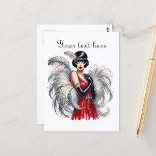 Carte Postale Jolie dame Art déco ajouter du texte