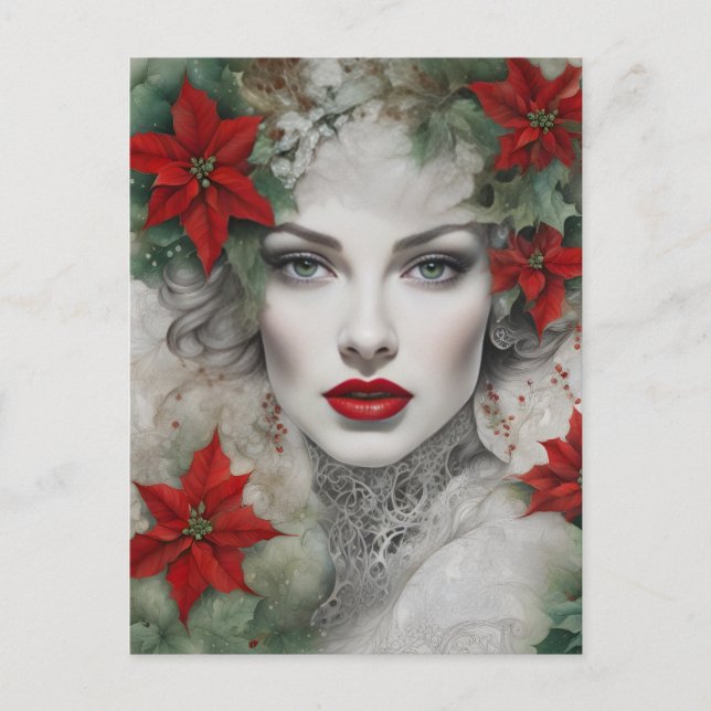 Carte Postale Jolie dame de Noël (Devant)