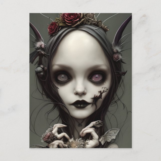 Carte Postale Jolie Elégante Petite Sorcière Gothique Fae Faery (Devant)
