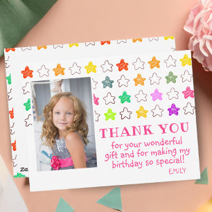 Carte Postale Jolie Étoile Colorée Fille Photo Anniversaire Merc