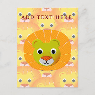 Carte Postale Jolie face de lion sur tout le Motif d'impression 