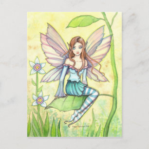 Carte Postale Jolie Fée Fleur Fantaisie Artistique