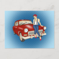 Jolie femme et voiture rouge