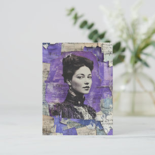 Carte Postale Jolie femme vintage musique de feuille de collage 