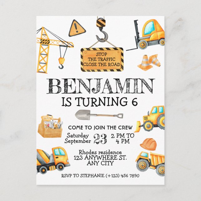 Carte Postale Jolie fête d'anniversaire de construction à petit  (Devant)