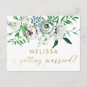 Carte Postale Jolie Fête des mariées Florale Gouache Boho