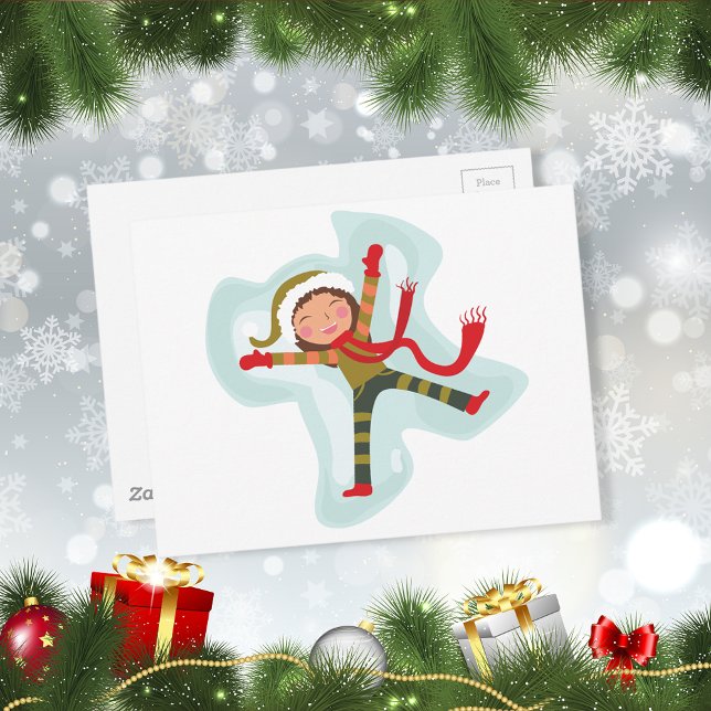 Carte Postale Jolie fille Ange Neige (Créateur téléchargé)