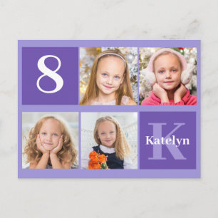 Carte Postale Jolie Fille Anniversaire Photo Personnalisée Viole