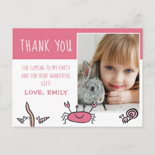 Carte Postale Jolie Fille aux Animaux Marins Crabe Rose Photo An
