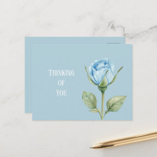 Carte Postale Jolie Fleur de Rose Bleu Clair