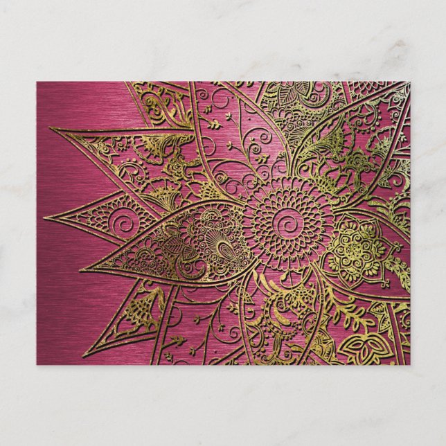 Carte Postale Jolie fleur tendance henné design dessiné à la mai (Devant)