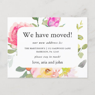 Carte Postale Jolie Floral Nouvelle Adresse Moving Faire-part