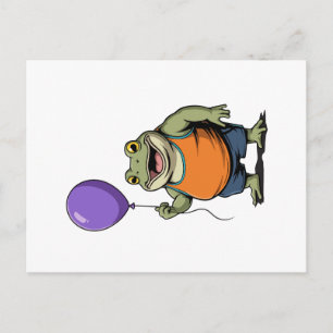 Carte Postale Jolie grenouille de dessin animé tenant un ballon