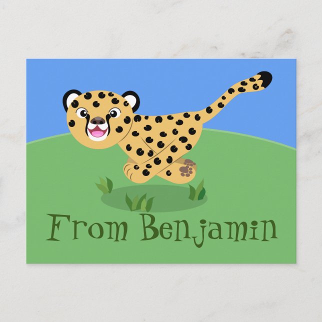 Carte Postale Jolie guépard avec dessin animé (Devant)