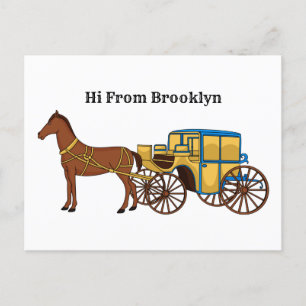 Carte Postale Jolie illustration de cheval et de calèche royale
