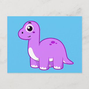 Carte Postale Jolie illustration d'un dinosaure Brontosaurus.
