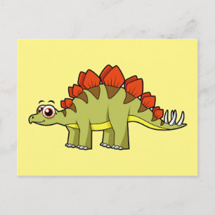 Carte Postale Jolie illustration d'un dinosaure Stégosaure.