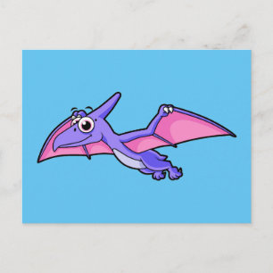 Carte Postale Jolie illustration d'un ptérodactyle volant.
