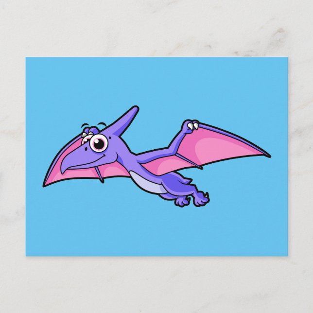 Carte Postale Jolie illustration d'un ptérodactyle volant. (Devant)