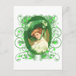 Carte Postale Jolie Irlandaise femme design Vintage