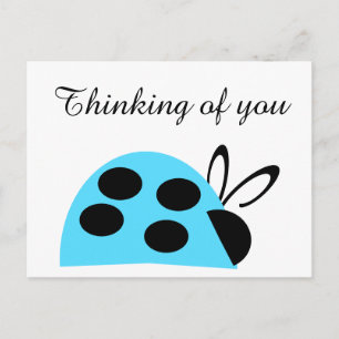 Carte Postale Jolie Ladybug Turquoise Qui Pense À Vous