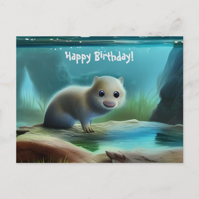 Carte Postale Jolie loutre bébé dans l'étang - anniversaire pers (Devant)