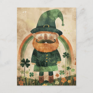 Carte Postale Jolie lutin aquarelle Saint-Patrick