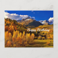 Jolie Montagne d'arbres jaunes Anniversaire