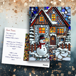 Carte Postale Jolie mosaïque Carrelage et verre tendu Noël