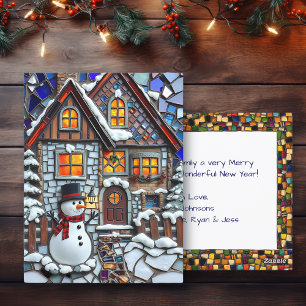 Carte Postale Jolie mosaïque Carrelage et verre tendu Noël