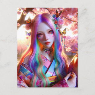 Carte Postale Jolie Mystical Ethereal Femme aux papillons