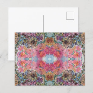 Carte Postale Jolie peinture à l'aquarelle du jardin de fleurs c