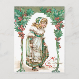 Carte Postale Jolie petite fille au houx