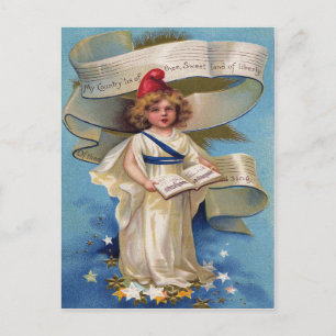 Carte Postale Jolie petite fille Lady Liberty